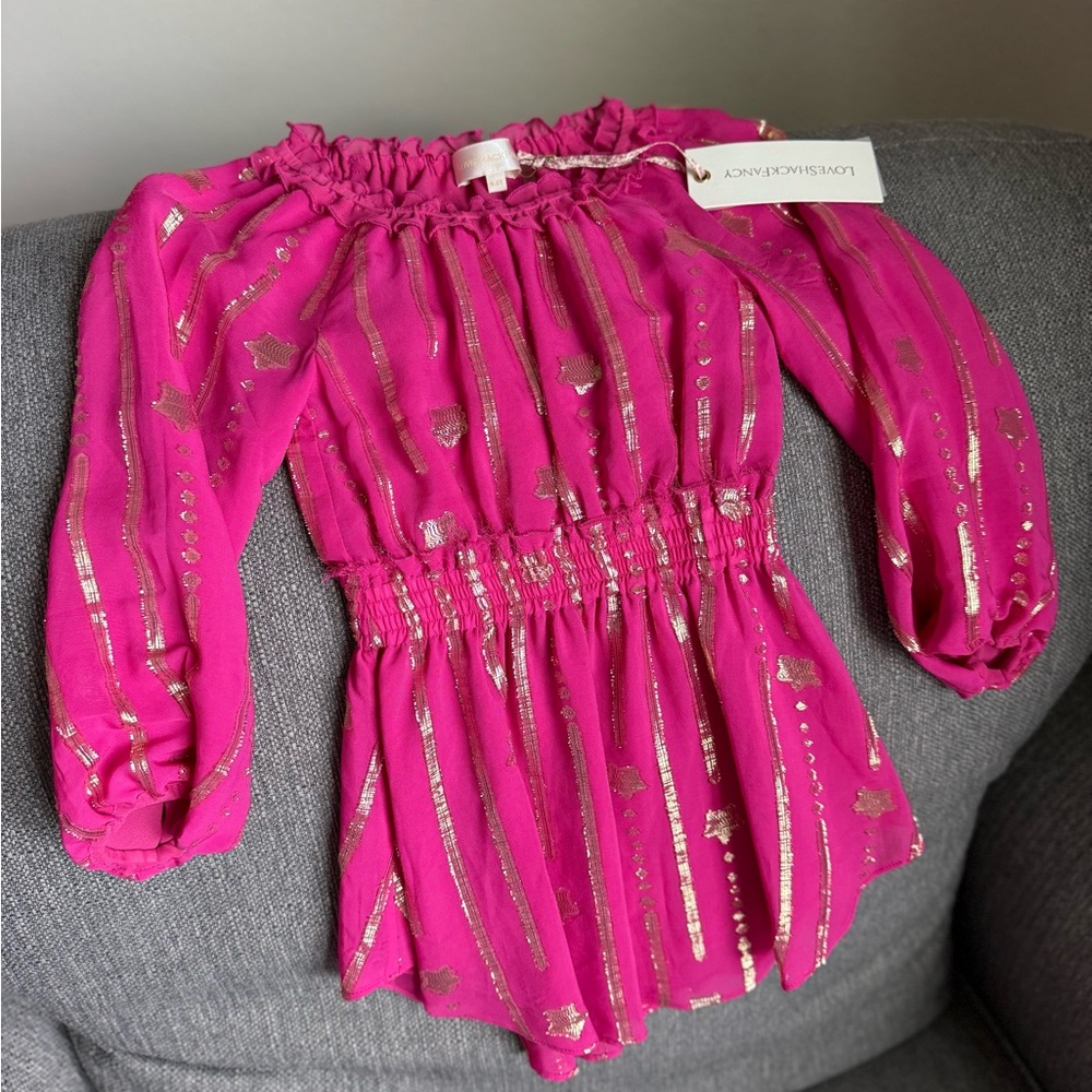 LoveShackFancy Mini Popover Dress Very Berry. NWT.